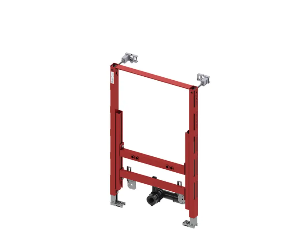 TECE Produkt für die Wandmontage, bestehend aus einem stabilen Rahmen mit mehreren Befestigungsmöglichkeiten und einem Zugang für Sanitärinstallationen.